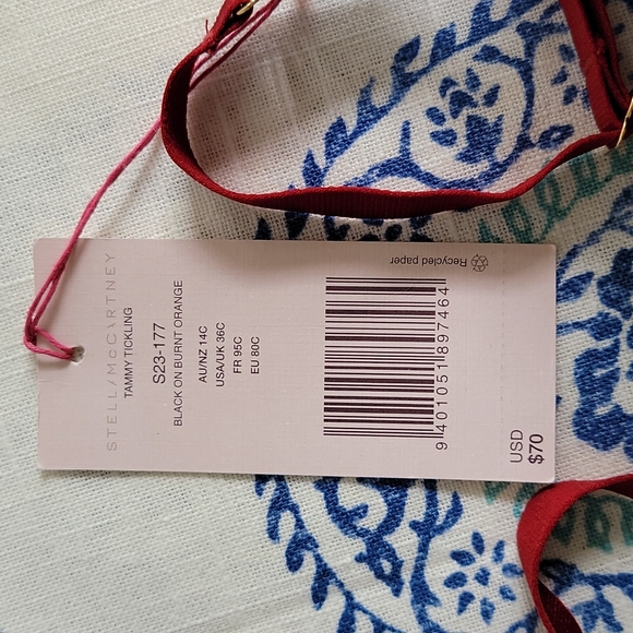 NWT STELLA McCARTNEY Red w/ Black Velvet Bows Lined Demi Bra 36C - Picture 7 of 7